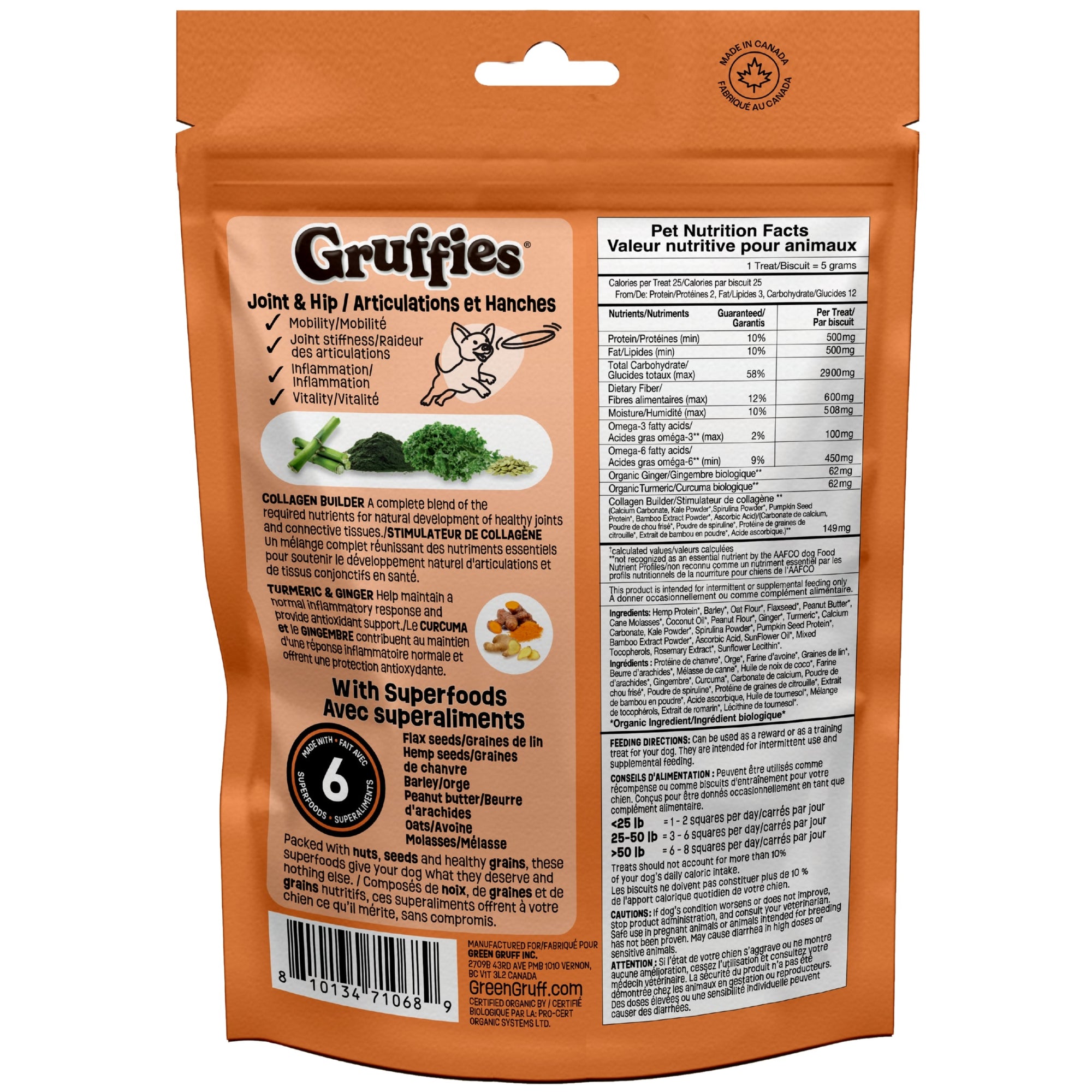 Gruffies Joint & Hip - Organic Dog Treats (6-Pack)