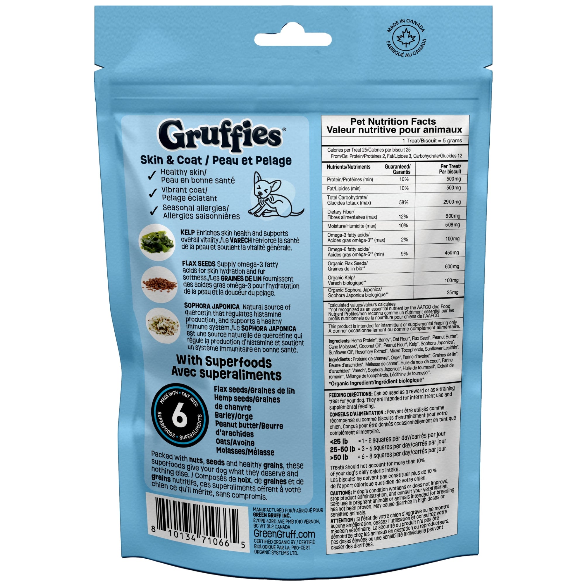 Gruffies Skin & Coat - Organic Dog Treats (6-Pack)