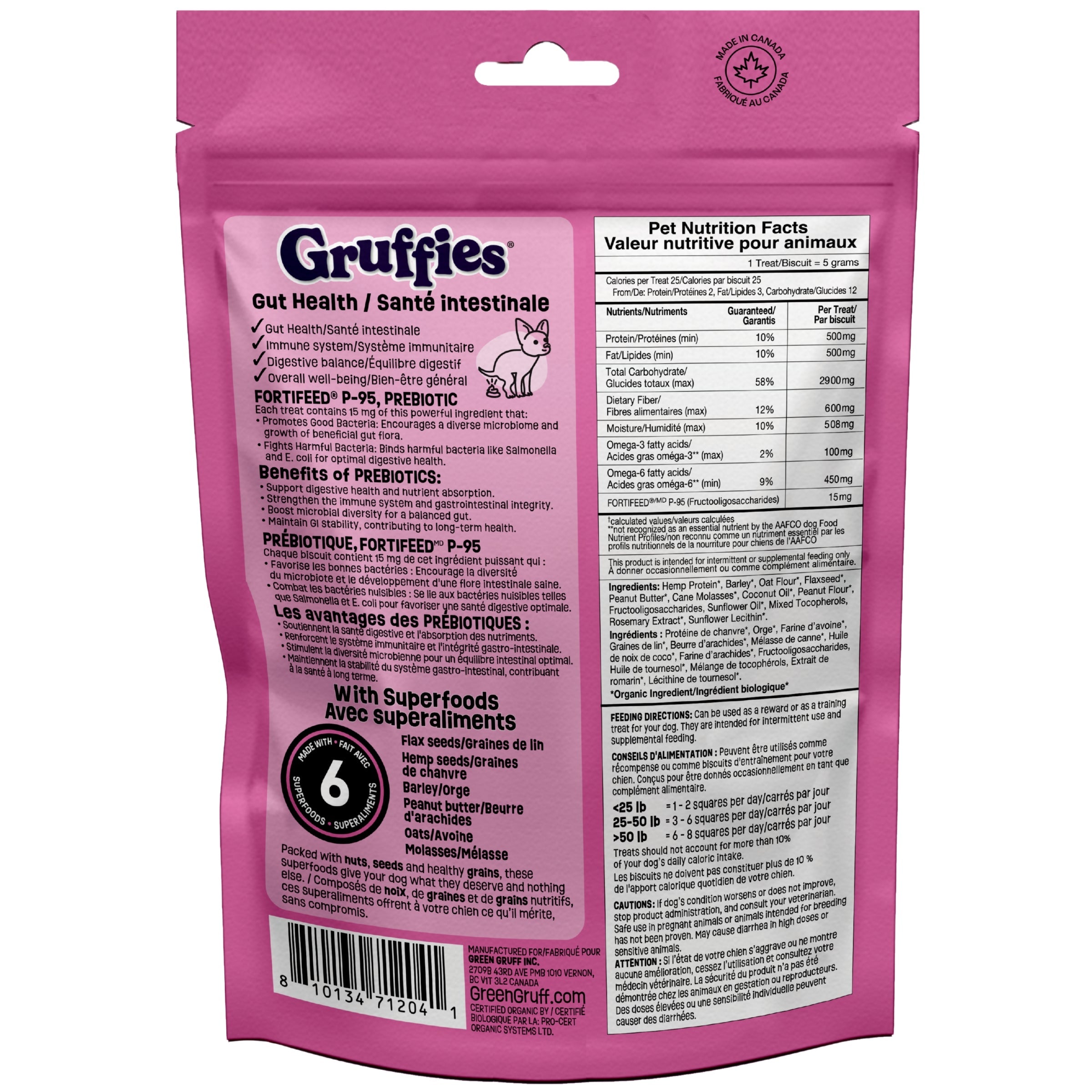 Gruffies Gut Health - Organic Dog Treats (6-Pack)