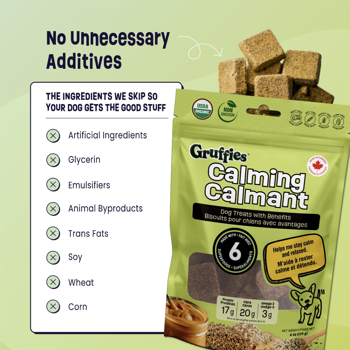 Gruffies Calming - Organic Dog Treats (6-Pack)