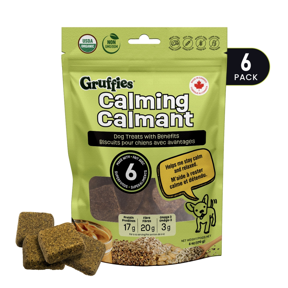 Gruffies Calming - Organic Dog Treats (6-Pack)