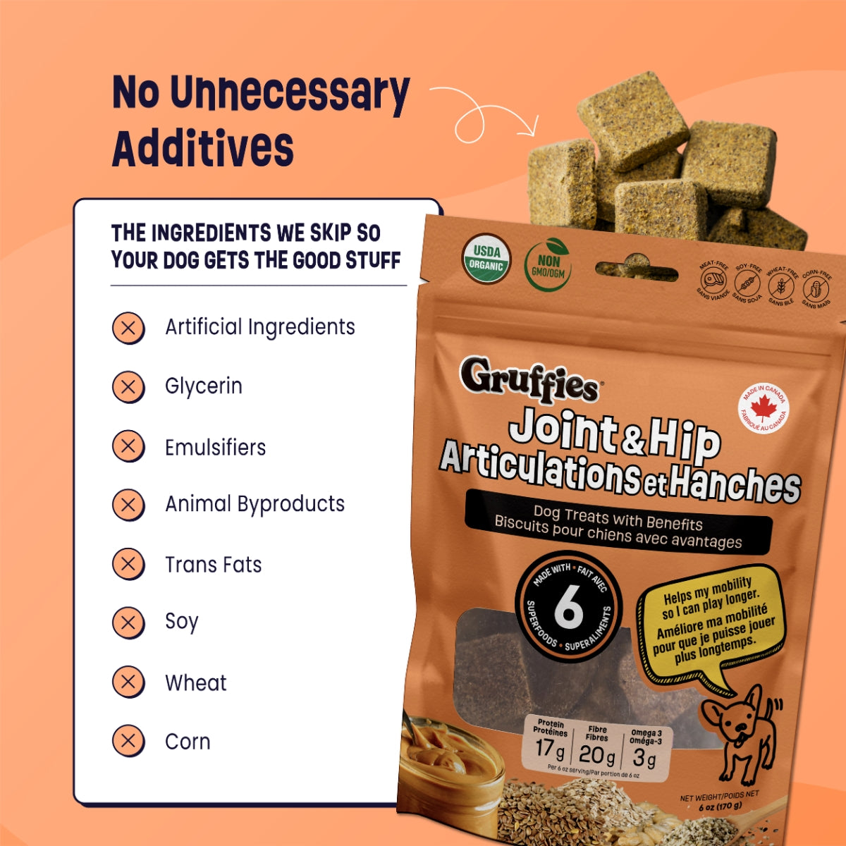 Gruffies Joint & Hip - Organic Dog Treats (6-Pack)