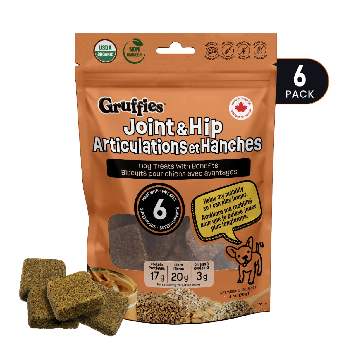 Gruffies Joint & Hip - Organic Dog Treats (6-Pack)