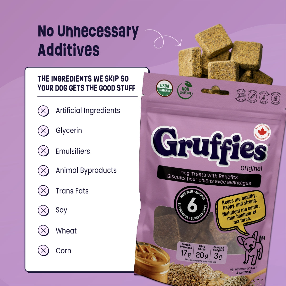 Gruffies Original - Organic Dog Treats (6-Pack)