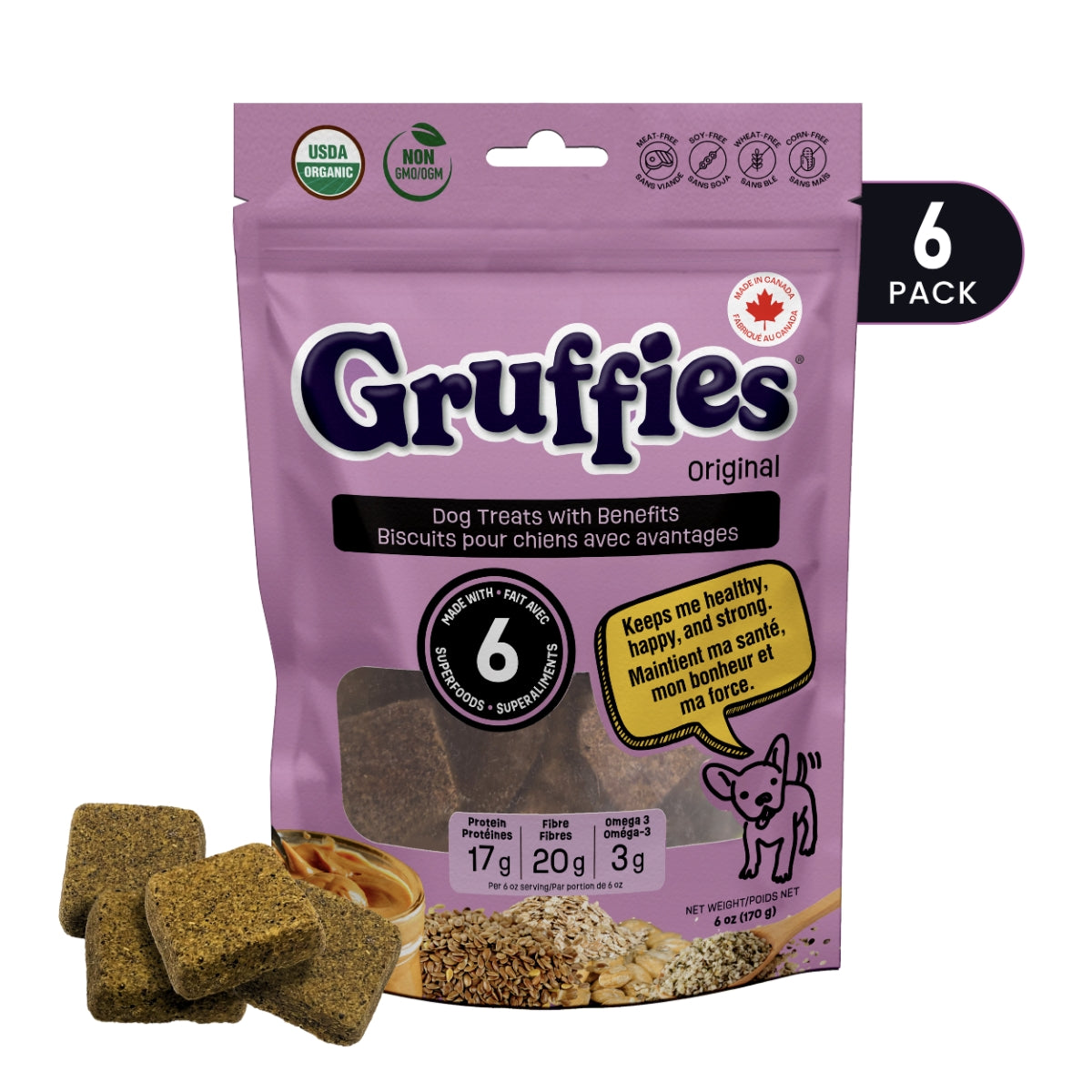 Gruffies Original - Organic Dog Treats (6-Pack)